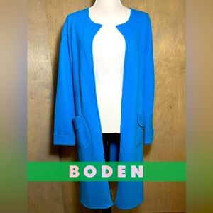 BODEN Boiled Wool Long Line Open Front Cardigan Jacket Coat 10